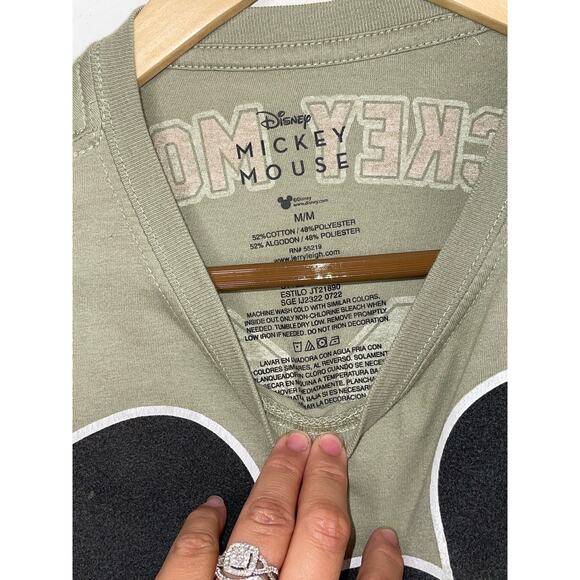 Pre-Loved Women’s Mickey Mouse Olive Green Crop Top Size Medium - Picture 6 of 8